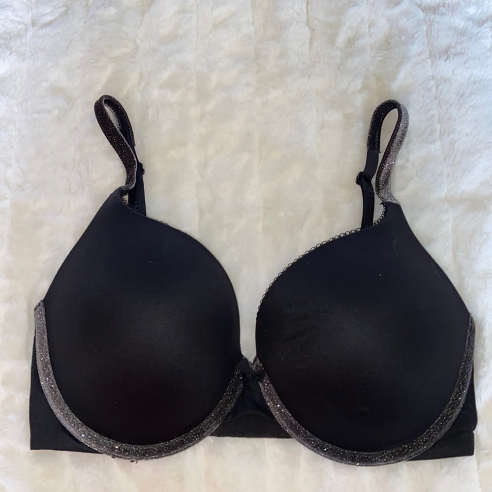 VICTORIA'S SECRET Body By Victoria Perfect Shape Bra Glitter Sparkle Black 32DDD